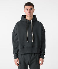 Oversized Crop Hoodie V3: Vintage Black 