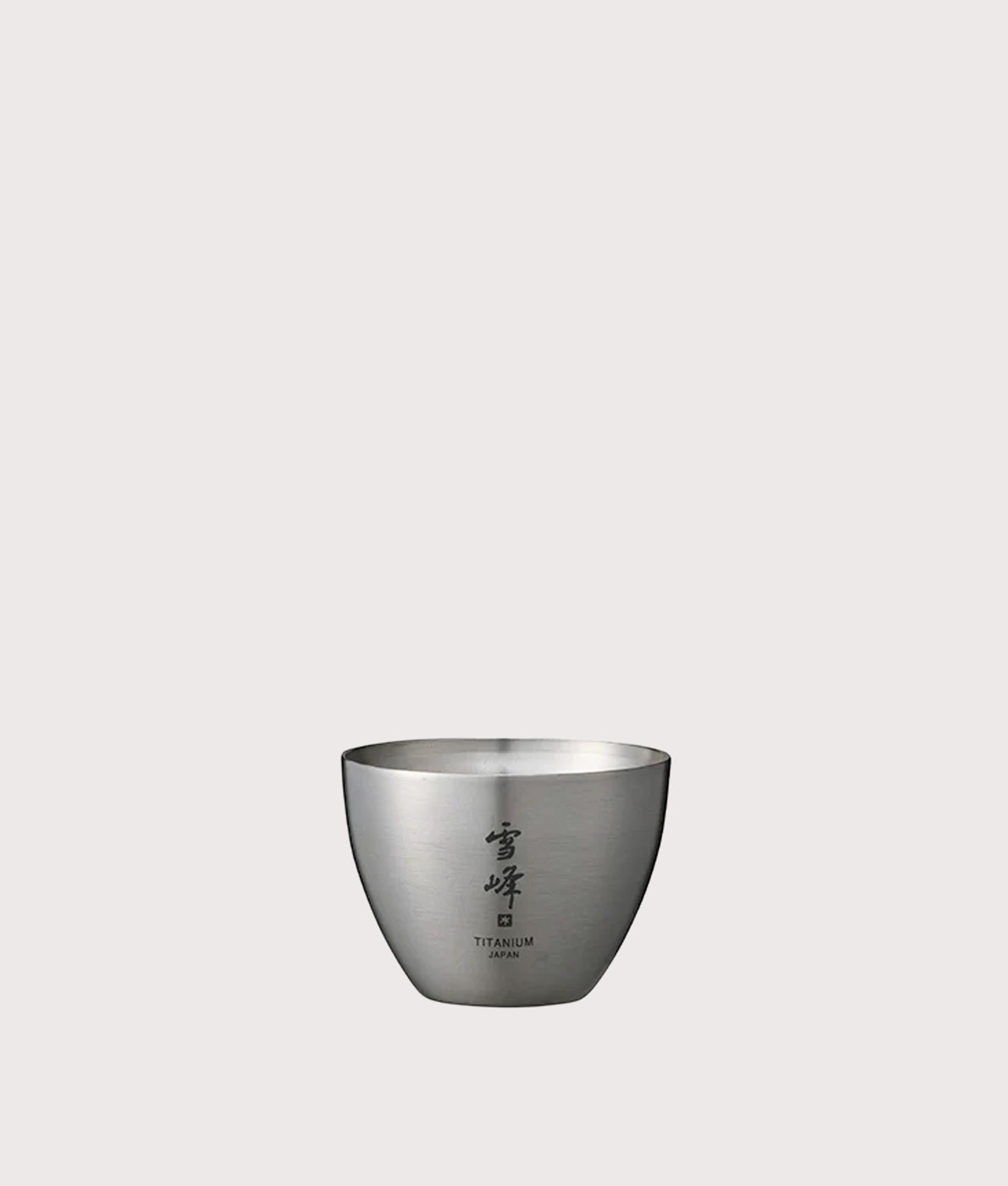Titanium Sake Cup in Silver . Titanium | Snow Peak | Front shot 