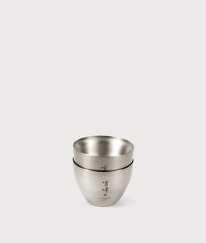 Titanium Sake Cup in Silver . Titanium | Snow Peak | Stacking shot  