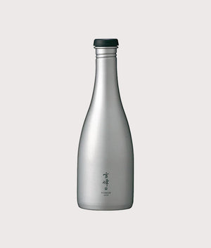 Titanium Sake Bottle in Silver . Titanium | Snow Peak | Front shot 