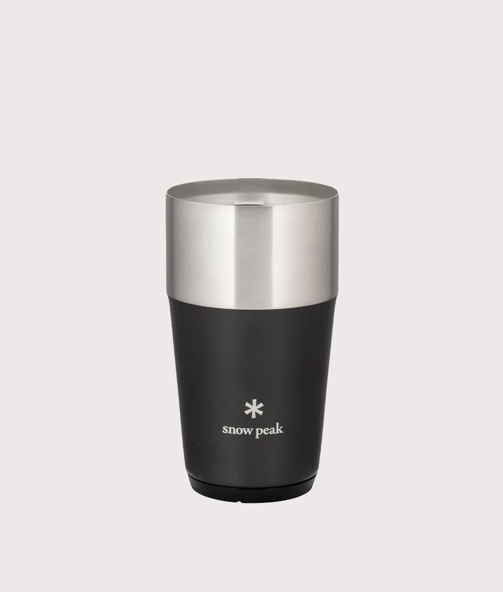 Shimo Tumbler 470 in Black. Stainless Steel | Snow Peak | Front shot 