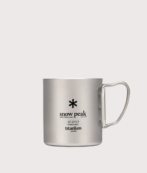 Titanium Single Wall 220 Mug in silver. Stainless Steel | Snow Peak | Front shot 