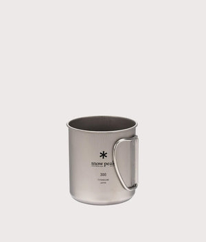 Titanium Single Wall 300 Mug in silver. Stainless Steel | Snow Peak | Front handle shot 