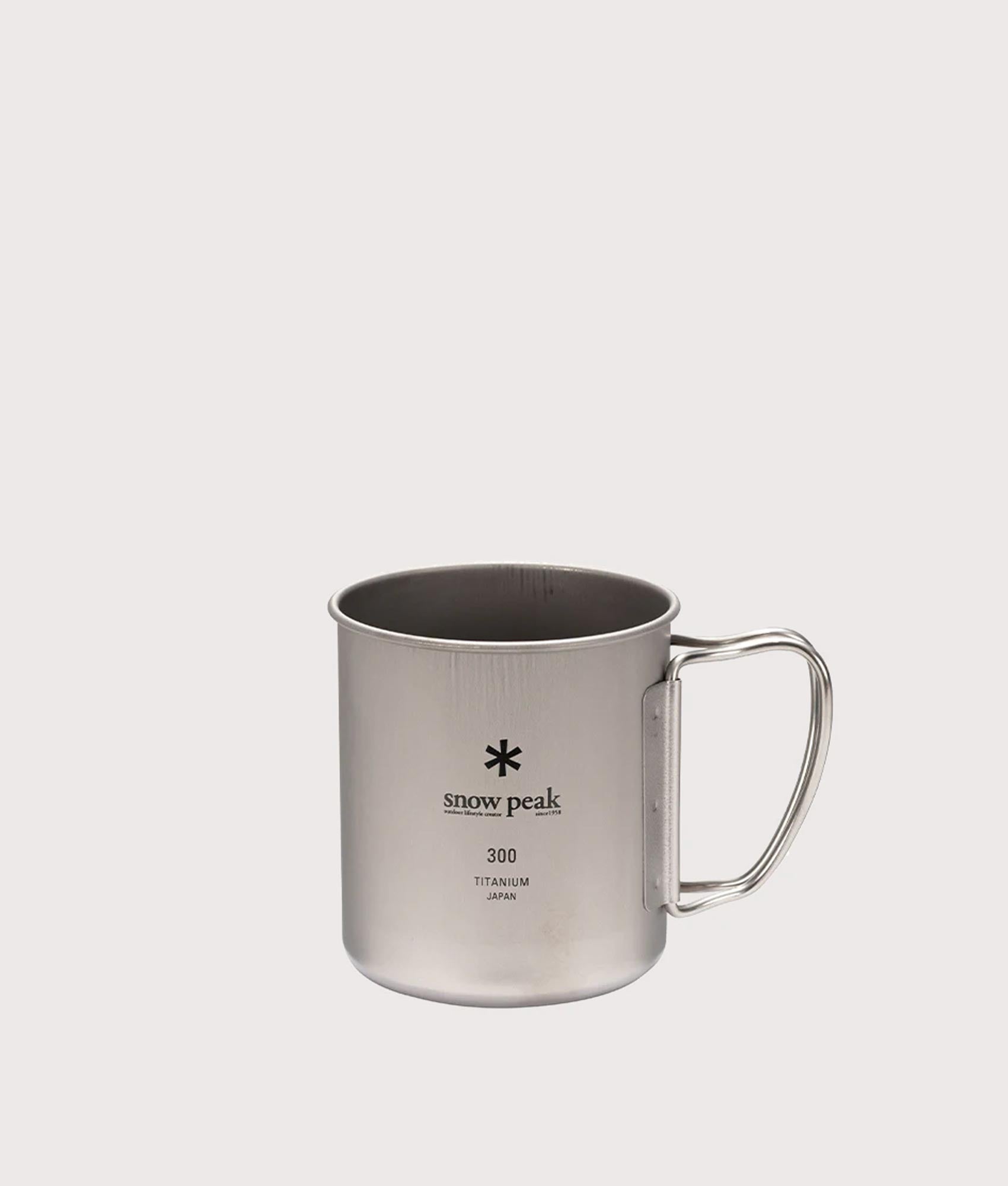 Titanium Single Wall 300 Mug in silver. Stainless Steel | Snow Peak | Front shot 