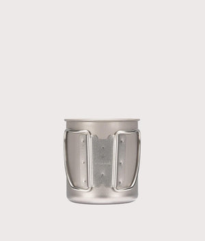 Titanium Single Wall 300 Mug in silver. Stainless Steel | Snow Peak | Back handle shot 