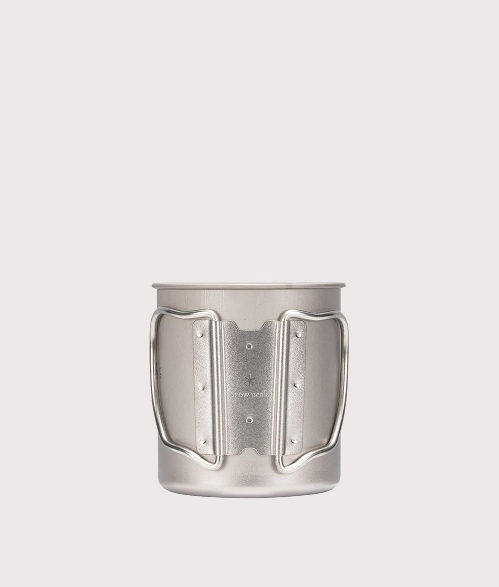 Titanium Single Wall 450 Mug in silver. Stainless Steel | Snow Peak | Back handle shot 