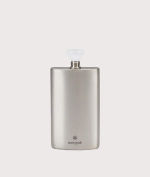 Titanium Flask Large  in silver. Titanium | Snow Peak | Front funnel shot 