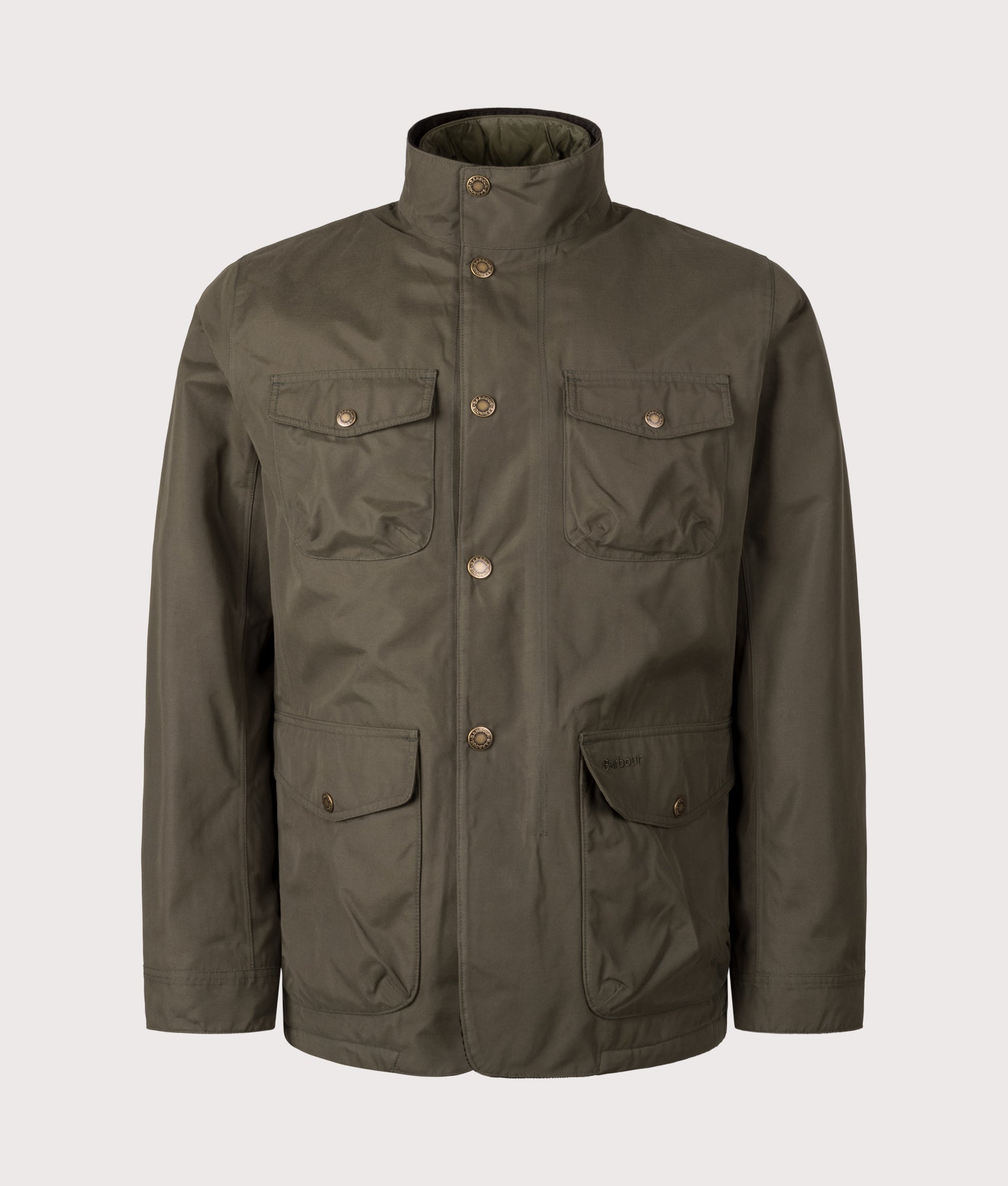Ogston Waterproof Jacket in Olive | Barbour Lifestyle | Shot at EQVVS | Front shot 