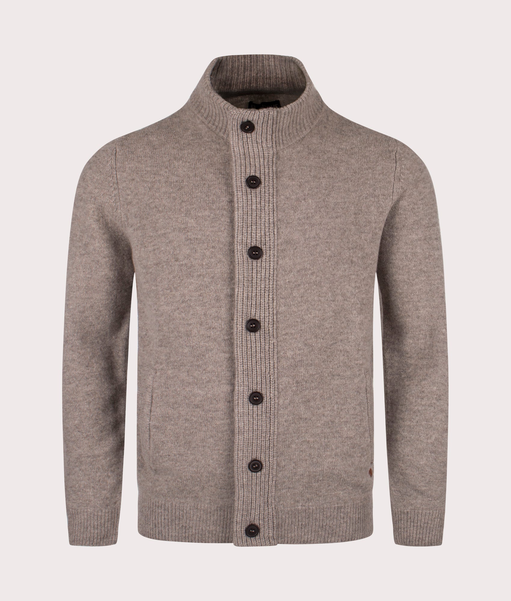 Barbour Lifestyle Essential Patch Zip Through Knitted Jumper, 100% Cotton. At EQVVS Menswear. Front detail shot