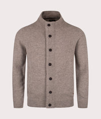Essential Patch Zip Through Knitted Jumper: ST16 New Stone 