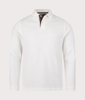 Barbour Long Sleeve Tartan Pique Polo Shirt in Whisper White EQVVS