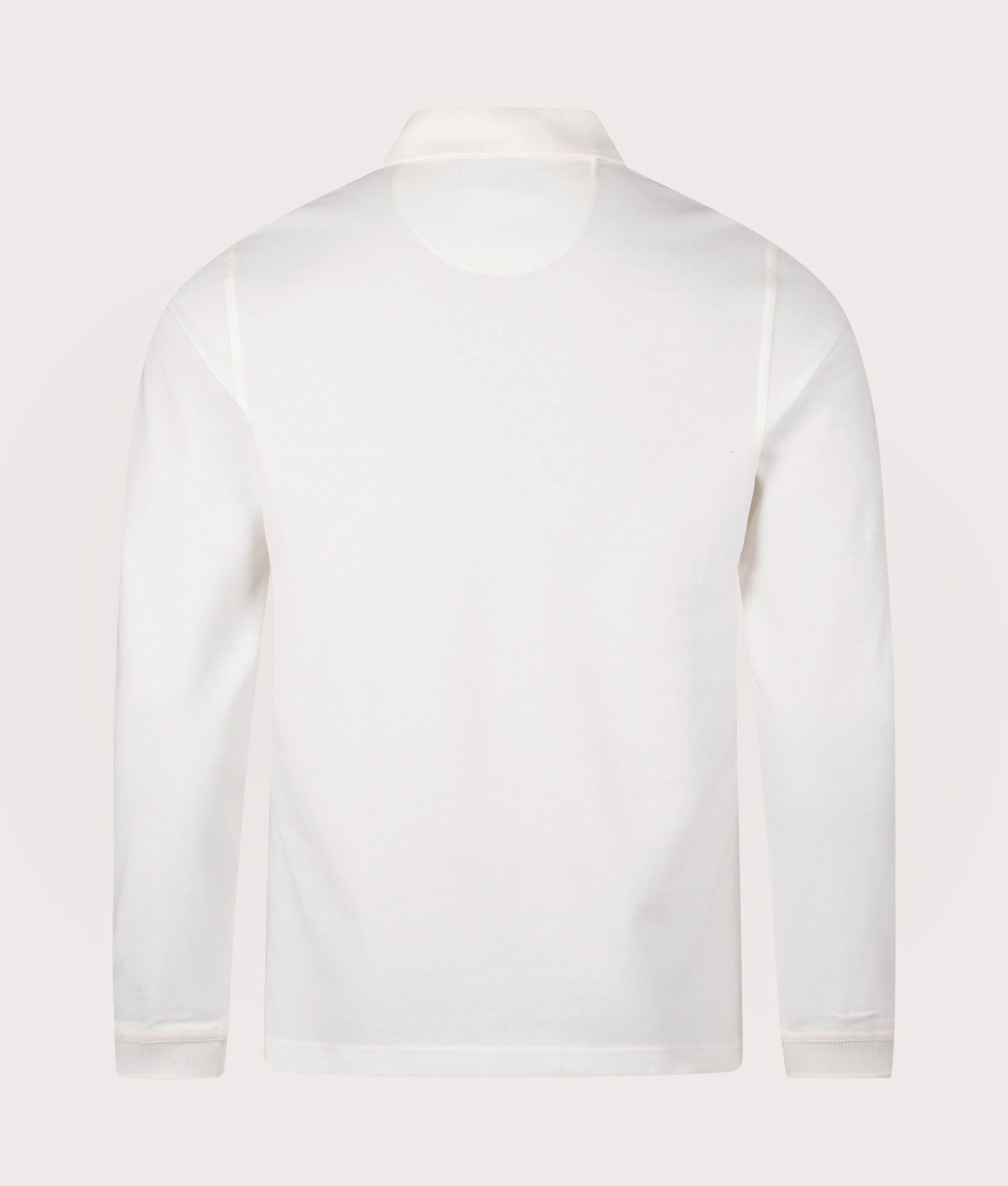 Barbour Essential Long Sleeve Tartan Pique Polo Shirt for Men in Whisper White at EQVVS. Back Shot