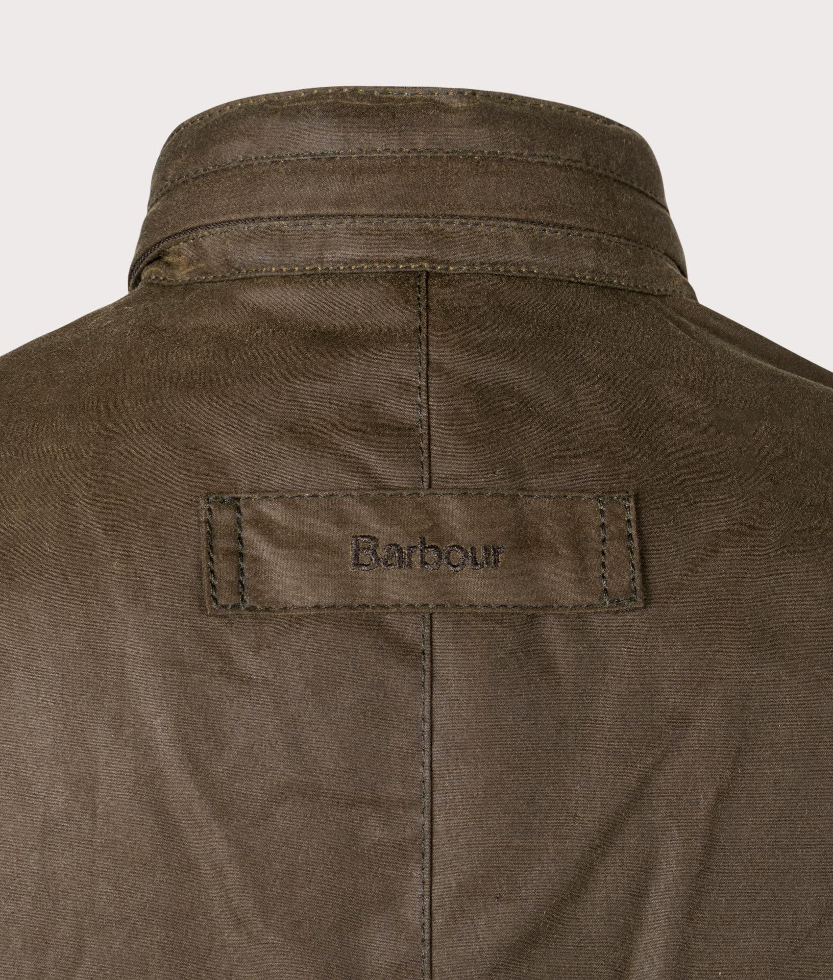 Barbour Corbridge Wax Jacket for men in Beech Brown and Tartan at EQVVS Close Up BackShot