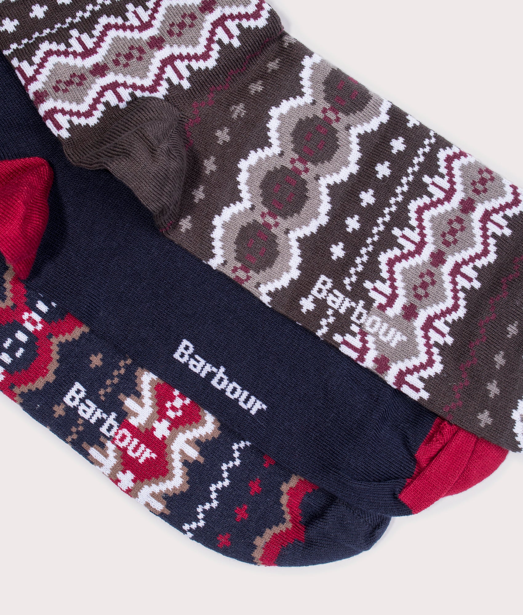 Three-Pack-of-Fairisle-Socks-Gift-Box-Cranberry/Black-Slate-Mix-Barbour-Lifestyle-EQVVS