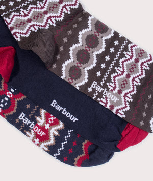 Three-Pack-of-Fairisle-Socks-Gift-Box-Cranberry/Black-Slate-Mix-Barbour-Lifestyle-EQVVS