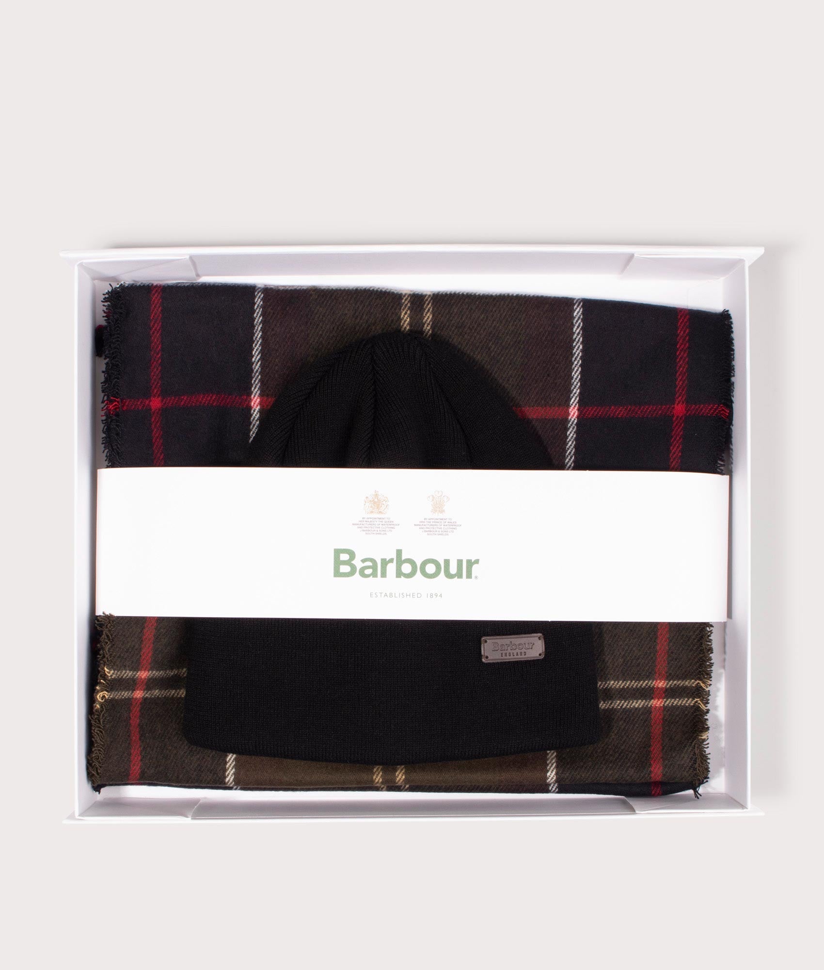 Swinton Beanie & Galingale Scarf Gift Set in Classic. EQVVS Gift Shot.