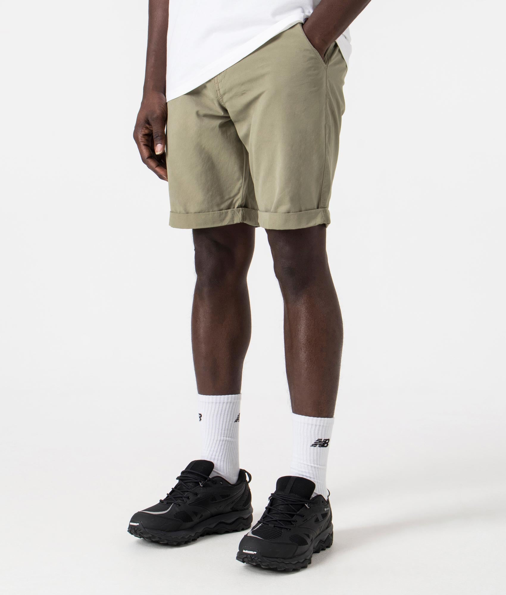 Glendale Shorts in Dusty Green by Barbour. EQVVS Side Angle Shot.