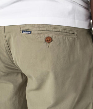 Glendale Shorts in Dusty Green by Barbour. EQVVS Detail Shot.