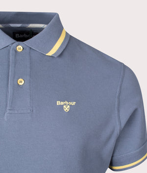 Newbridge Polo Shirt in Dark Chambray by Barbour. EQVVS Detail Shot.