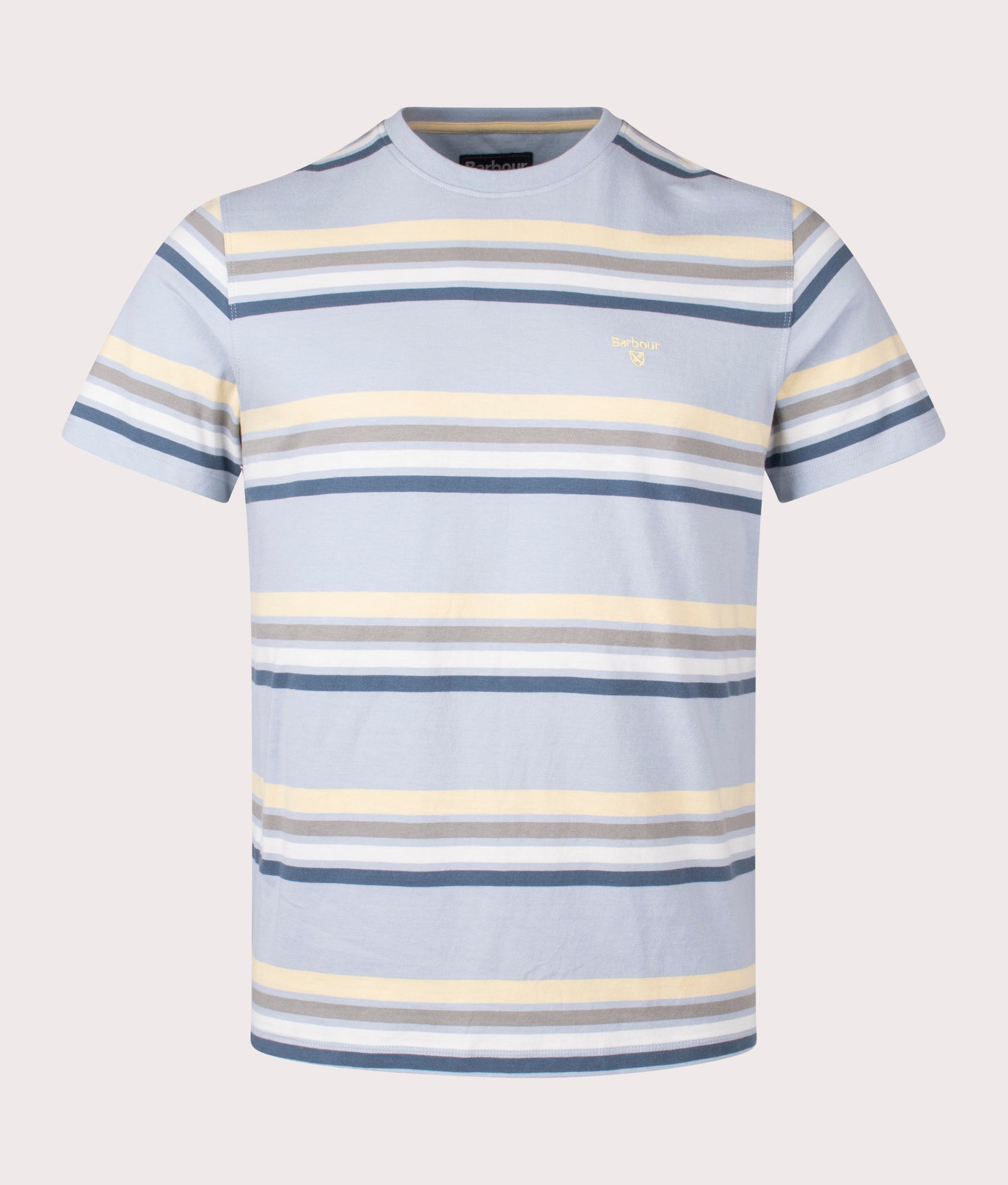 Hamstead Stripe T-Shirt in Niagra Mist by Barbour Lifestyle. EQVVS Shot. 