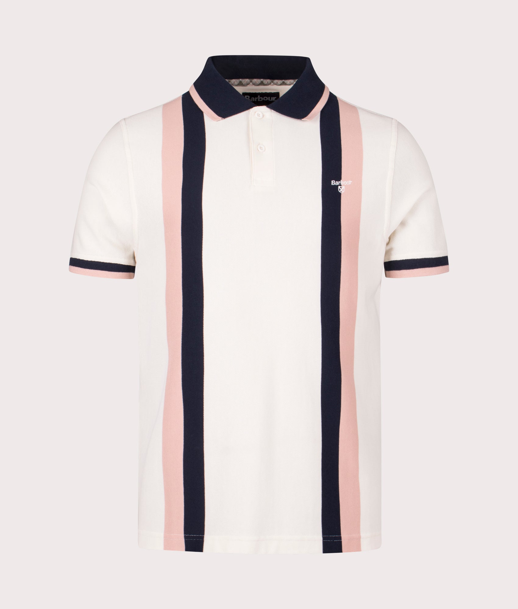 Howdon Polo Shirt in Whisper White by Barbour Lifestyle. EQVVS Front Angle Shot.