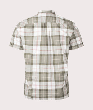 Short Sleeve Gordon Shirt in Glenmore Olive Tartan by Barbour Lifestyle. EQVVS Back Angle Shot.