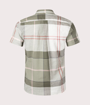 Short Sleeve Douglas Shirt in Glenmore Olive Tartan by Barbour Lifestyle. EQVVS Back Angle Shot.