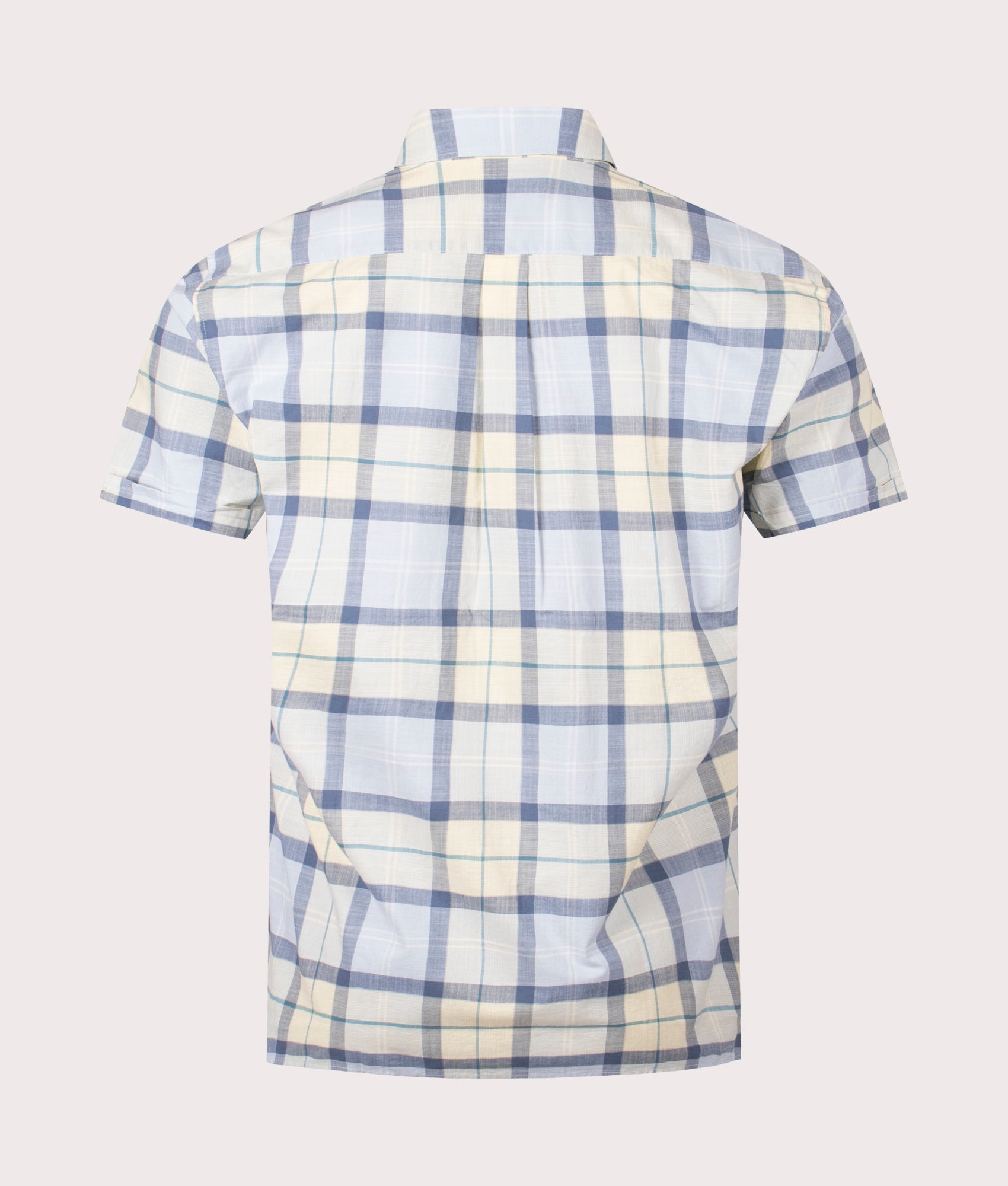 Short Sleeve Gordon Shirt in Sandsend Tartan by Barbour. EQVVS Back Angle Shot.