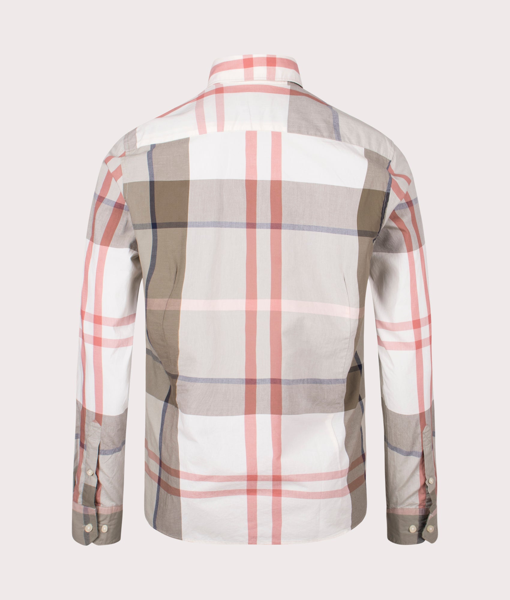 Harris Shirt in Glenmore Olive Tartan by Barbour Lifestyle. EQVVS Back Angle Shot.