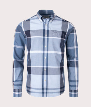 Barbour Lifestyle Harris Shirt Tailored Shirt in Berwick Blue Tartan 100% Cotton Front Shot at EQVVS