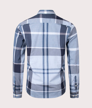 Barbour Lifestyle Harris Shirt Tailored Shirt in Berwick Blue Tartan 100% Cotton Back Shot at EQVVS