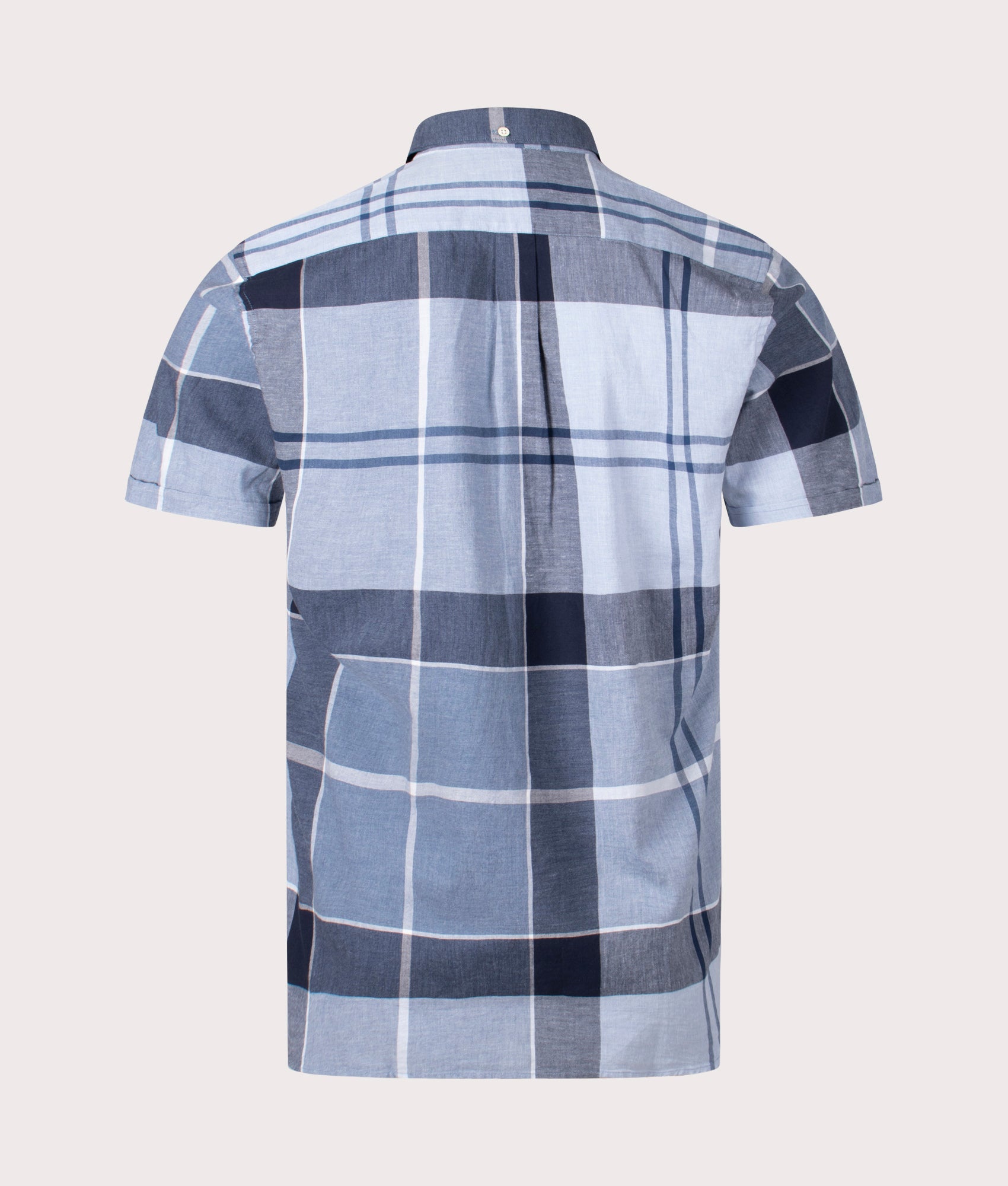 Barbour Lifestyle Doughill Short Sleeve Shirt in Berwick Blue Tartan Back Shot at EQVVS