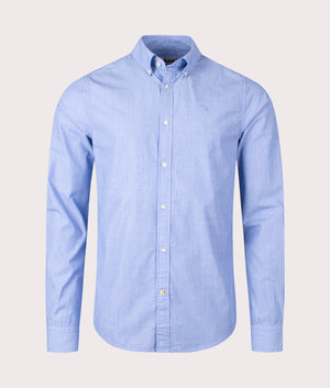 Barbour Lifestyle Tonal Crest Poplin Tailored Shirt in Sky Blue, 100% Cotton Front Shot at EQVVS