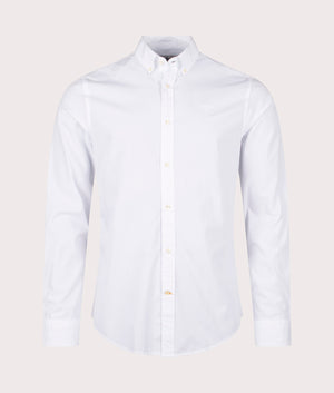 Tonal Crest Poplin Shirt in White by Barbour Lifestyle. EQVVS Front Angle Shot.