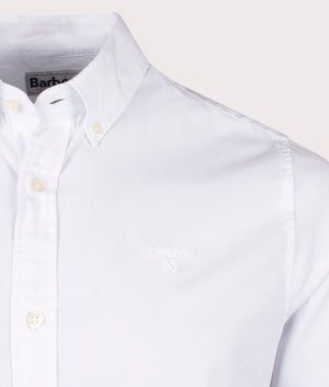 Tonal Crest Poplin Shirt in White by Barbour Lifestyle. EQVVS Detail Shot.