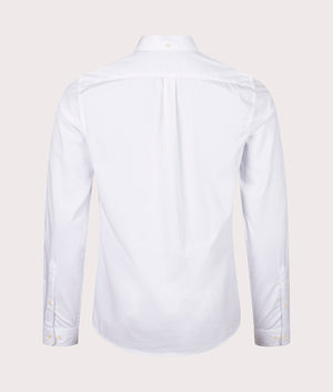 Tonal Crest Poplin Shirt in White by Barbour Lifestyle. EQVVS Back Angle Shot.