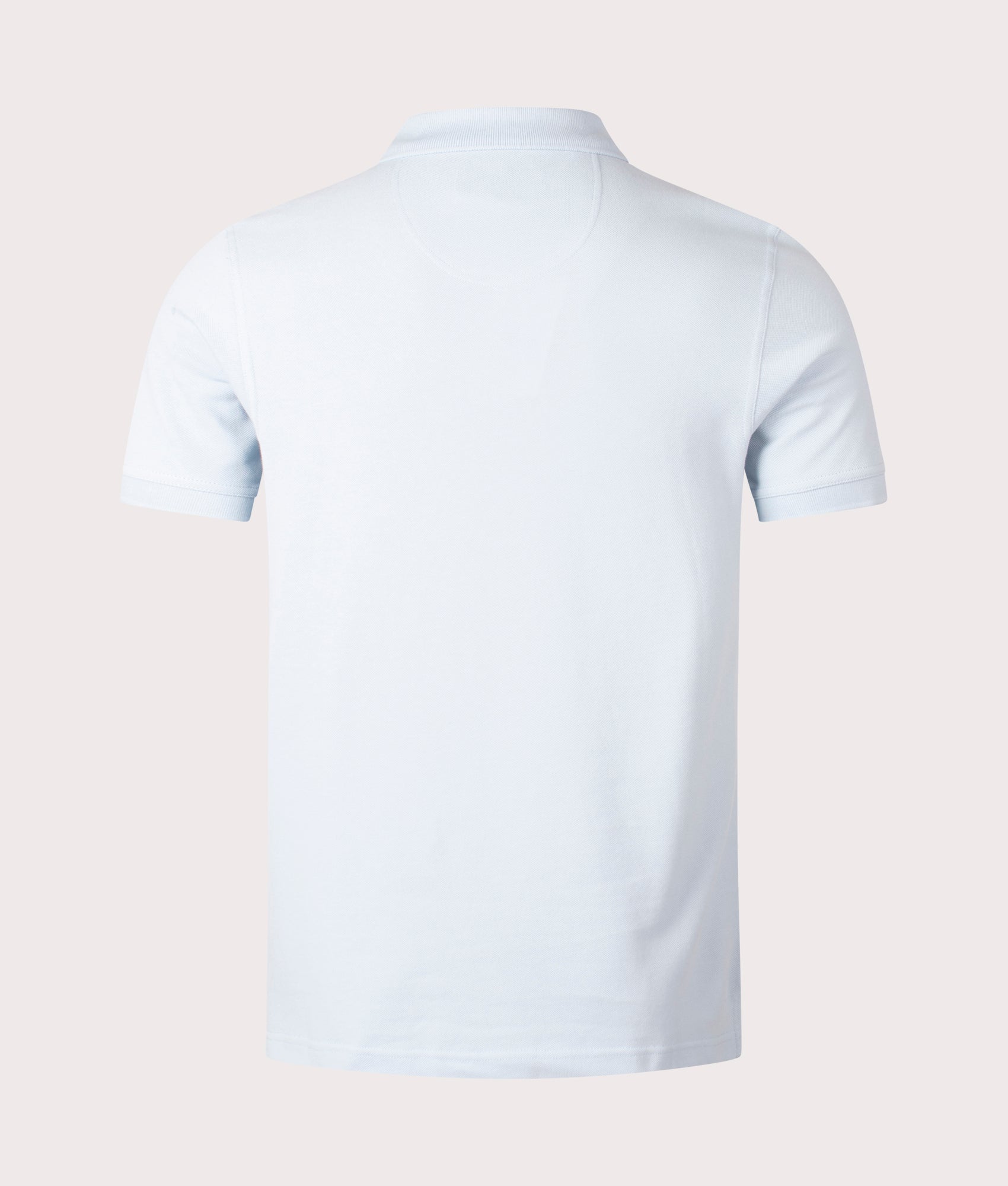 Barbour Lifestyle Tartan Pique Polo Shirt in Niagara Mist Blue 100% Cotton with Tartan Trim back Shot at EQVVS