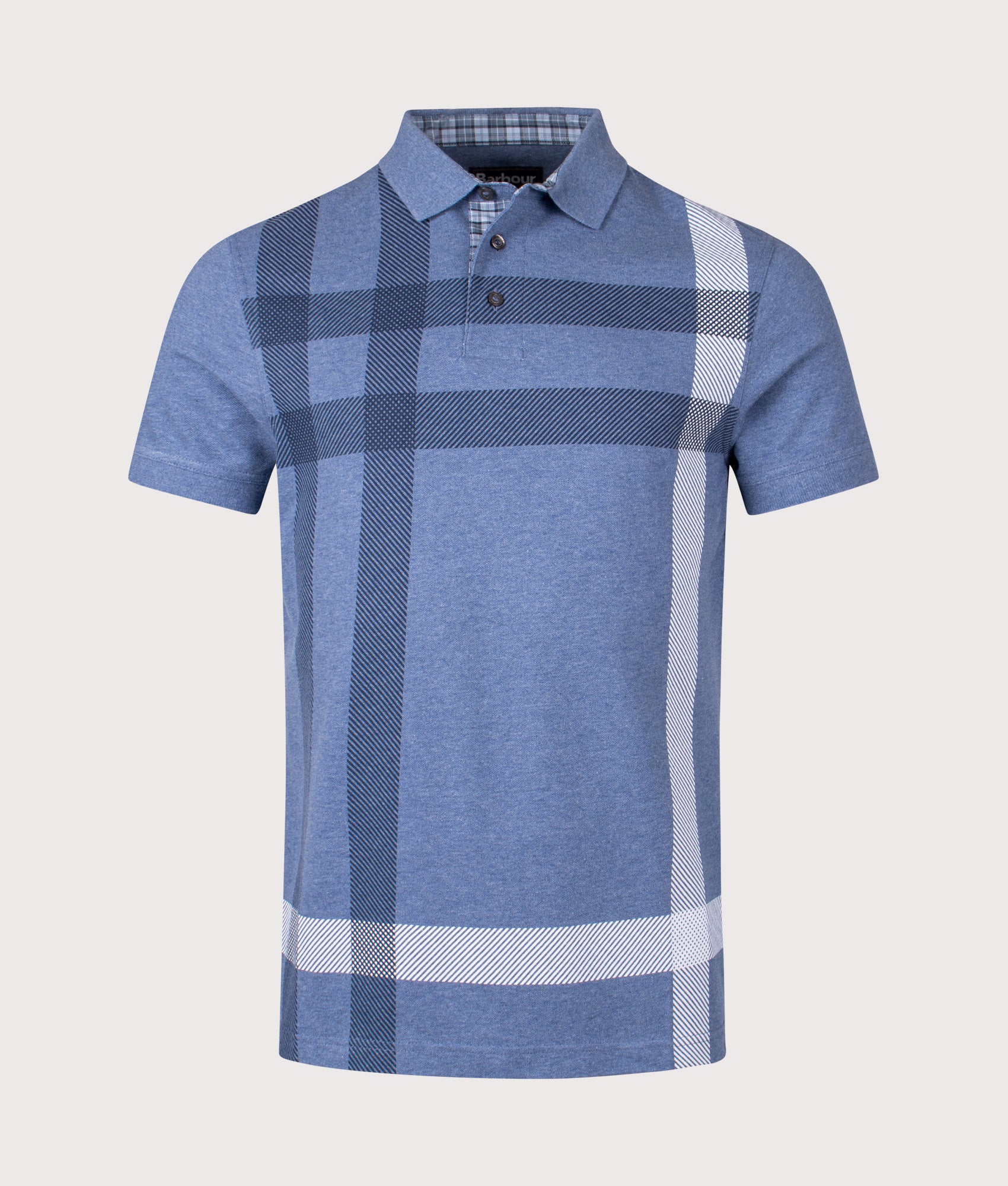 Barbour Blaine Tailored Polo Shirt in Chambray at EQVVS Menswear. Front shot.