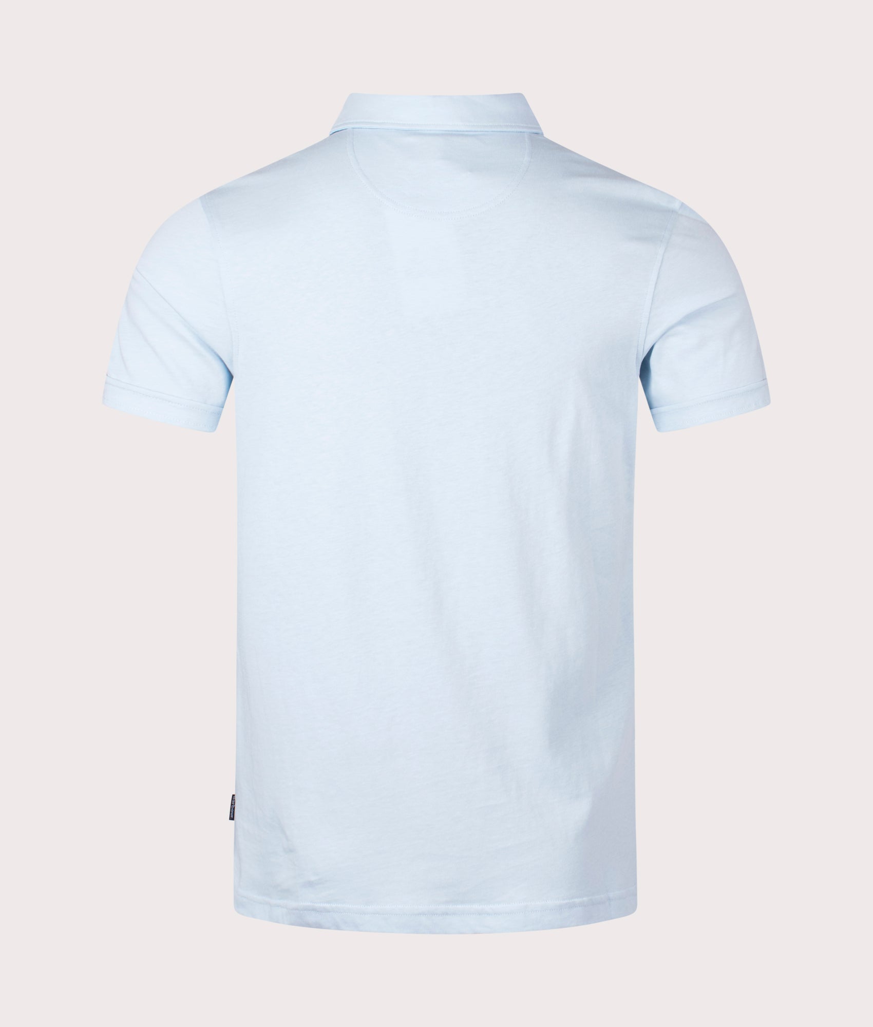 Corpatch Polo Shirt in Sky by Barbour. EQVVS Back Angle Shot.