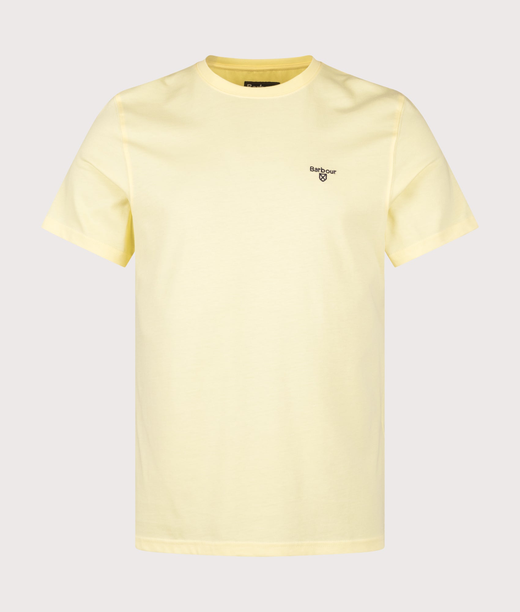 Barbour Essential Sports T-Shirt in Heritage Lemon at EQVVS Menswear. Front shot. 