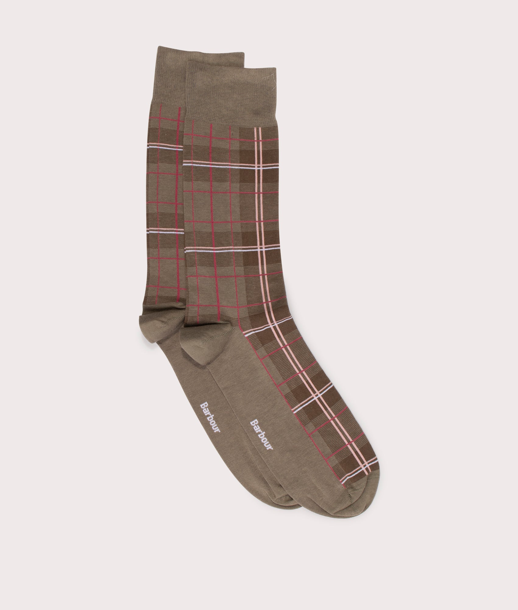 Barbour Blyth Socks in Glenmore Olive Tartan Side Shot at EQVVS