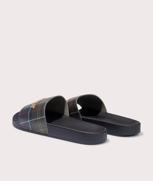 Barbour Tartan Beach Sliders in Black Tartan, 100% Polyurethan Back Shot at EQVVS