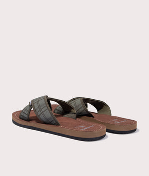 Discover the Tartan Toeman Beach Sandals in Olive Green Back Shot at EQVVS
