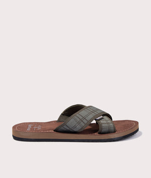 Discover the Tartan Toeman Beach Sandals in Olive Green Side Shot at EQVVS
