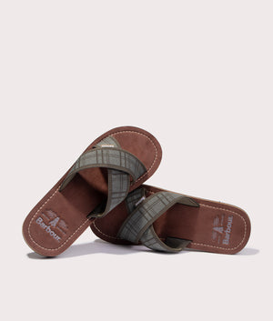 Discover the Tartan Toeman Beach Sandals in Olive Green Top Shot at EQVVS