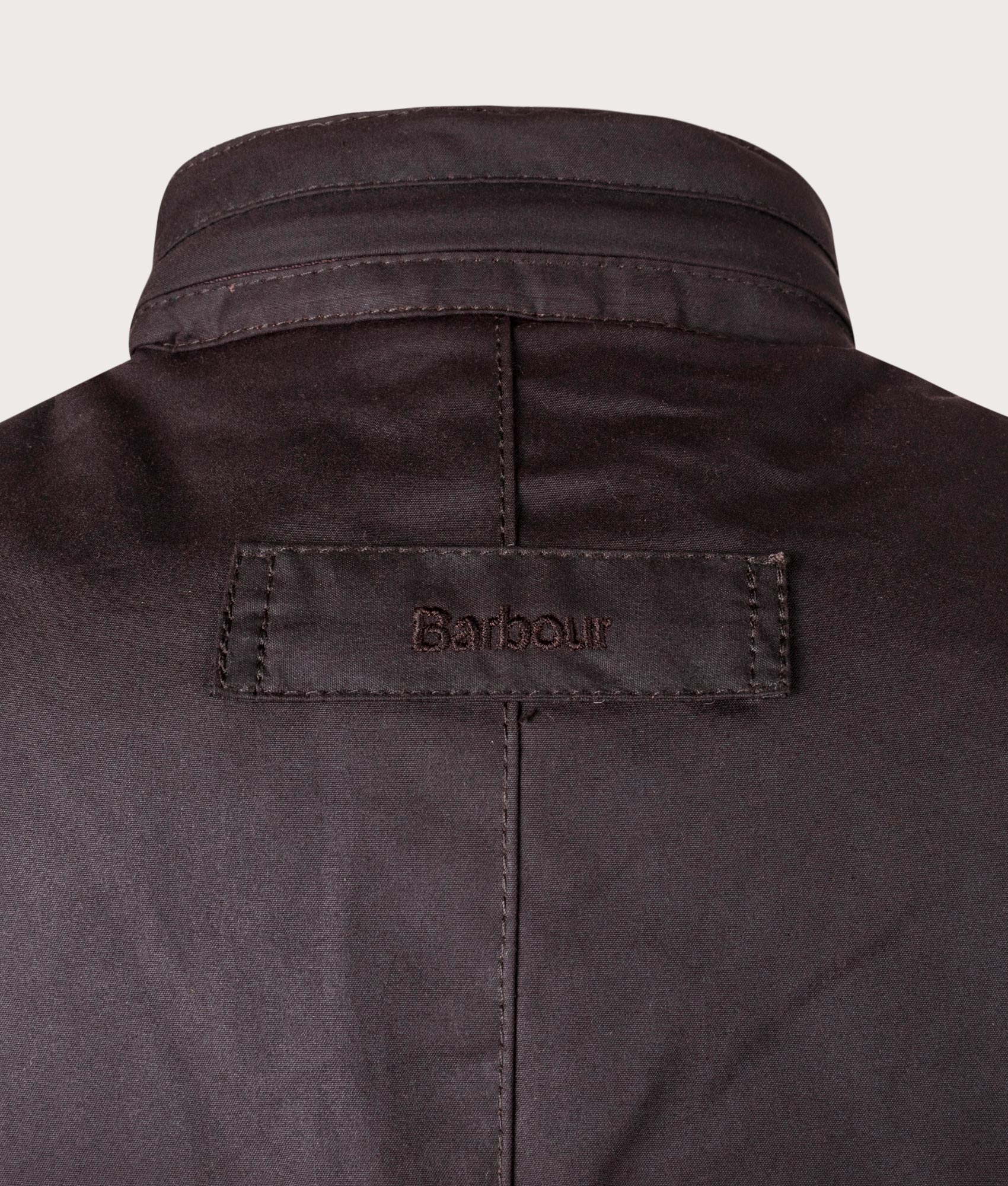 Barbour Corbridge Wax Jacket for Men in Rustic and Tartan at EQVVS Back Close UpShot