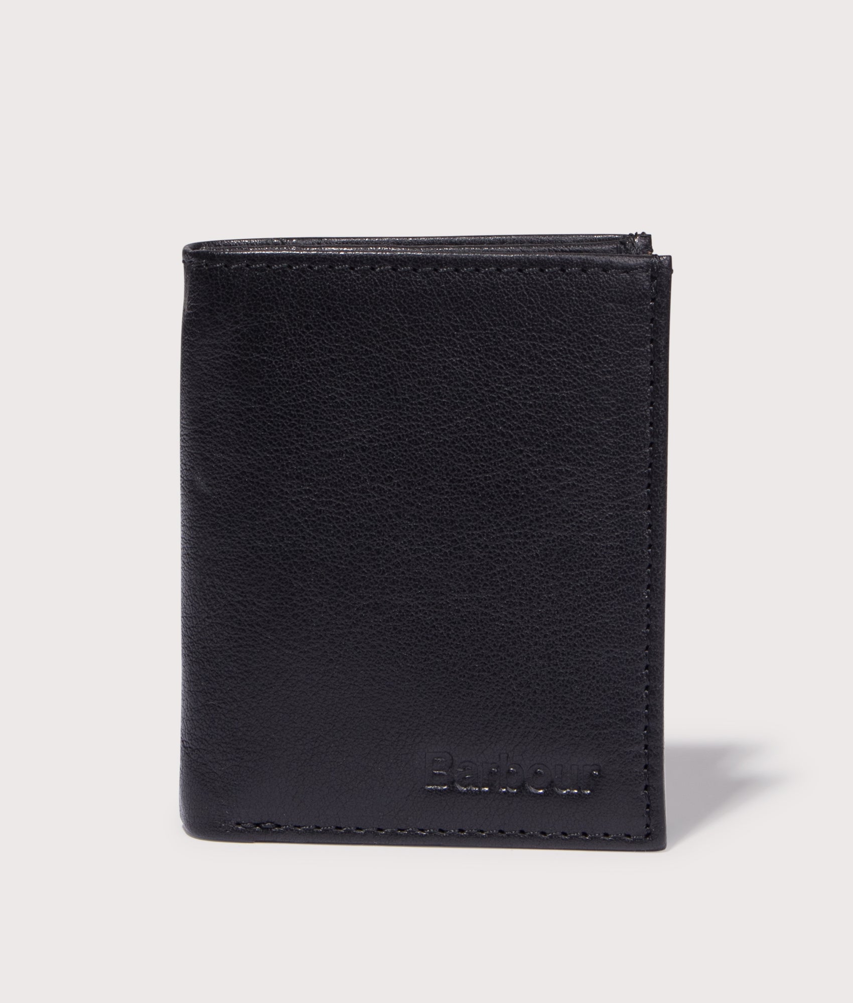 Colwell Leather Billfold Wallet in Black/Classic | Barbour Lifestyle | EQVVS | Front closed shot 