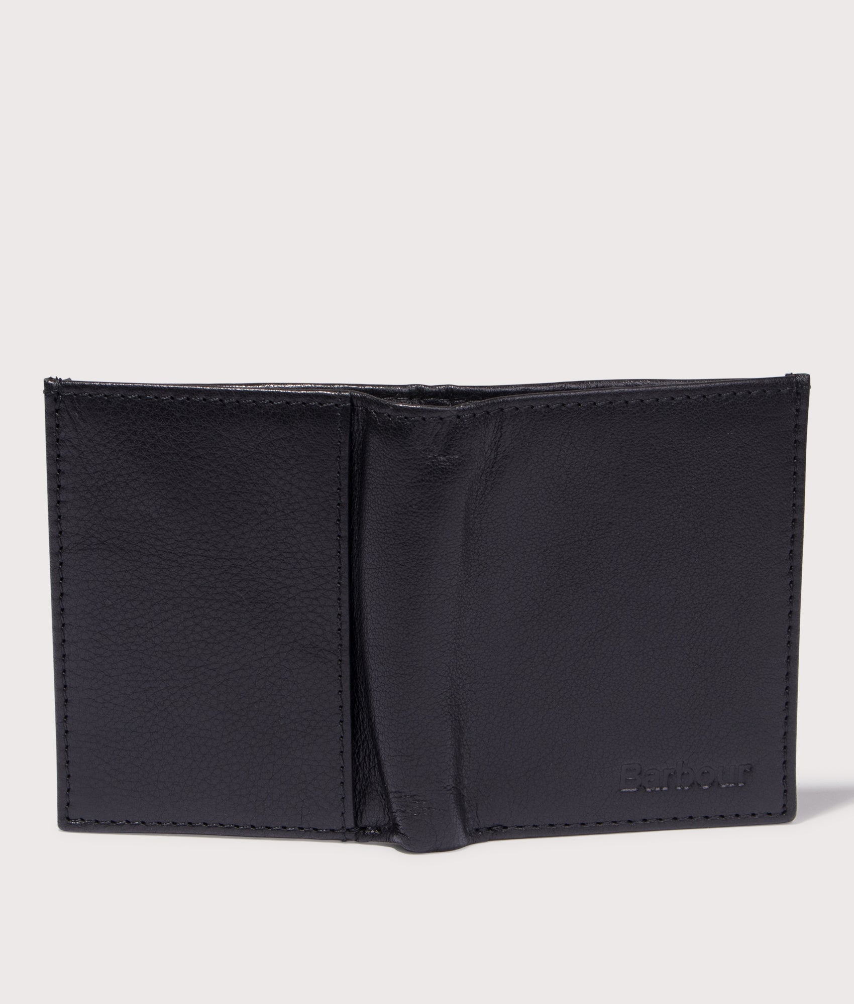 Colwell Leather Billfold Wallet in Black/Classic | Barbour Lifestyle | EQVVS | Open back shot 