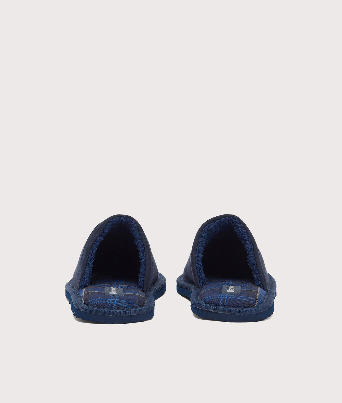 Barbour Lifestyle Everitt Mule Slippers in Navy at EQVVS Menswear. Back shot.