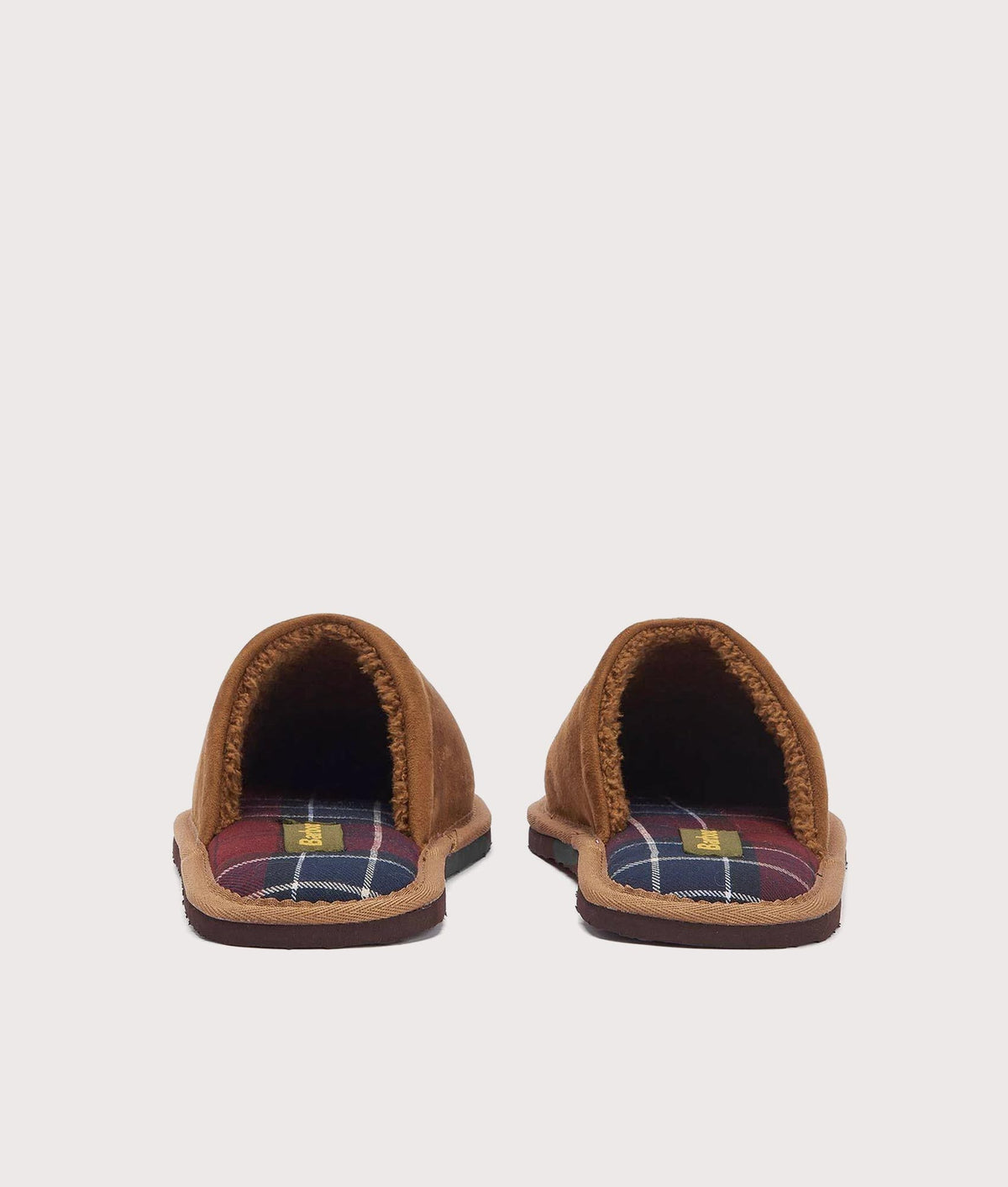 Barbour Lifestyle Everitt Mule Slippers in Camel at EQVVS Menswear. Back shot.